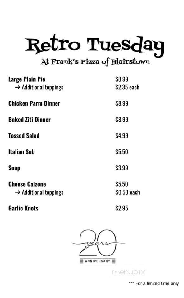 Frank's Pizza & Italian Restaurant - Blairstown, NJ