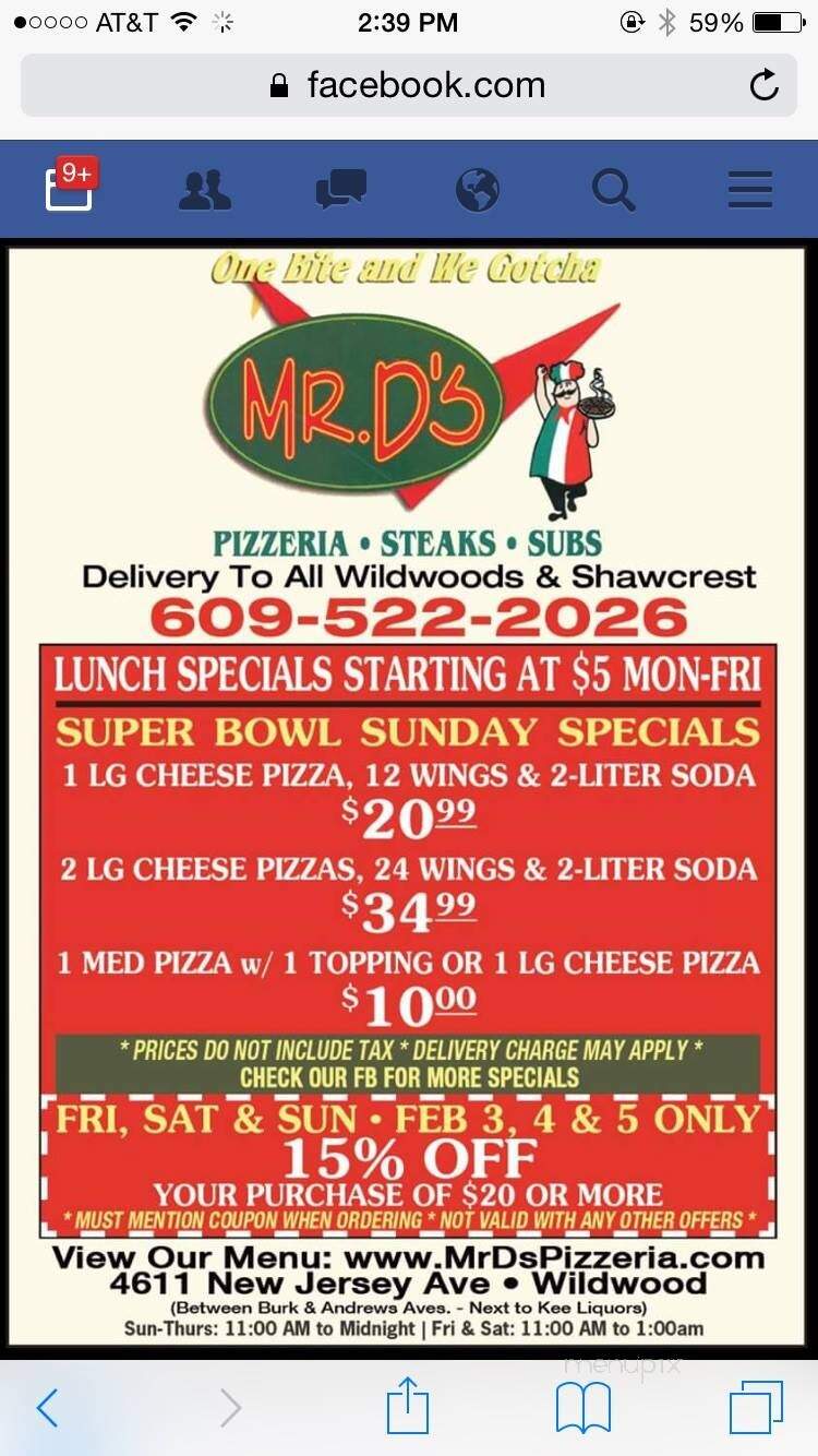 Mr D's Pizzeria Steaks & Subs - Wildwood, NJ