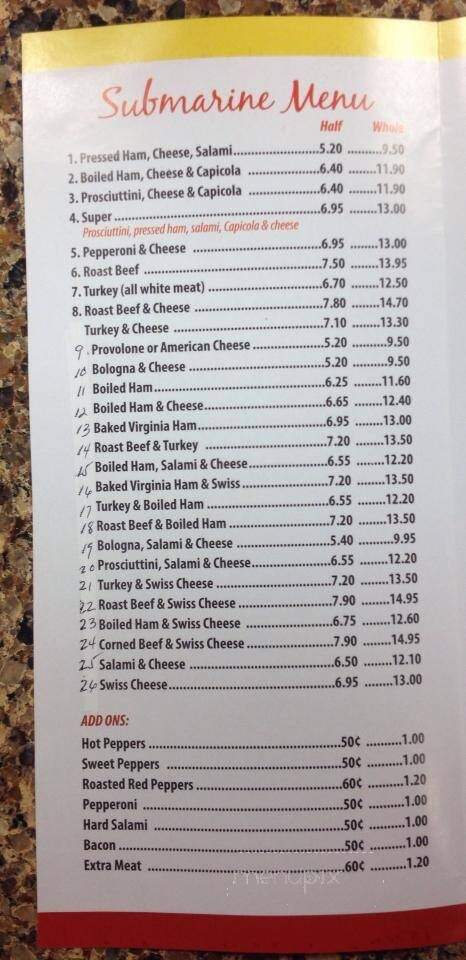 Sub Pub - Chester, NJ menu_pic