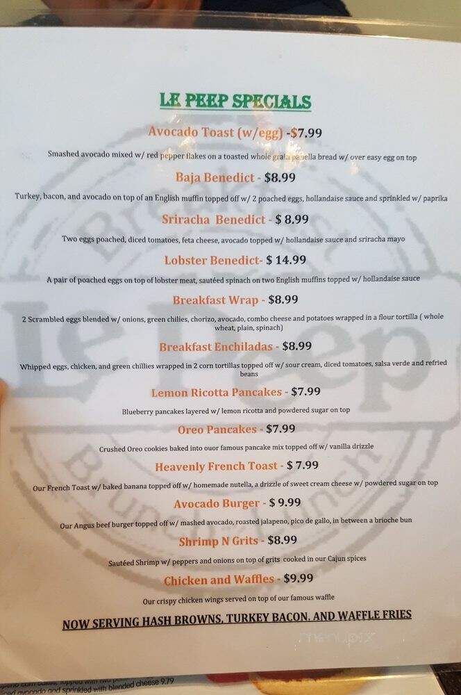 Le Peep Restaurant - Edison, NJ menu_pic