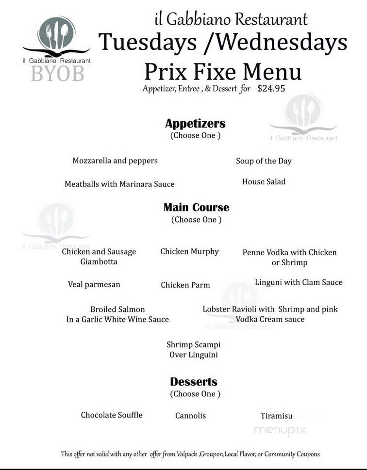 Il Gabbiano - Cranford, NJ menu_pic