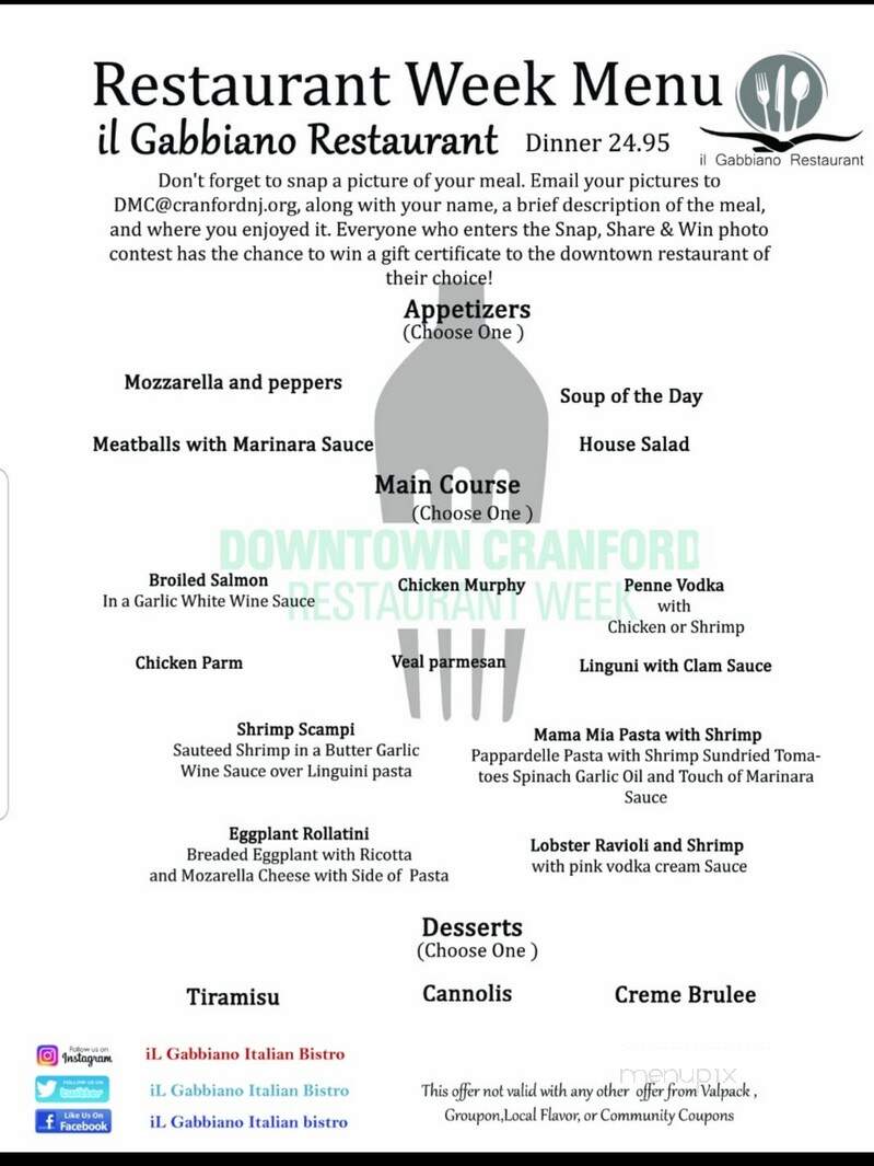 Il Gabbiano - Cranford, NJ menu_pic