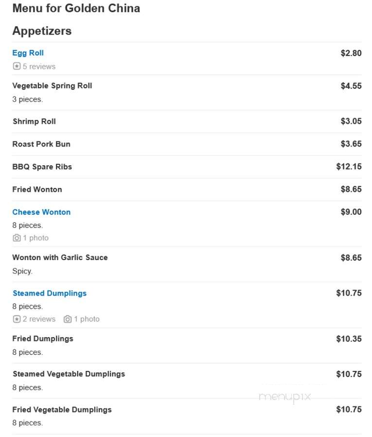 Golden China - Pequannock, NJ menu_pic