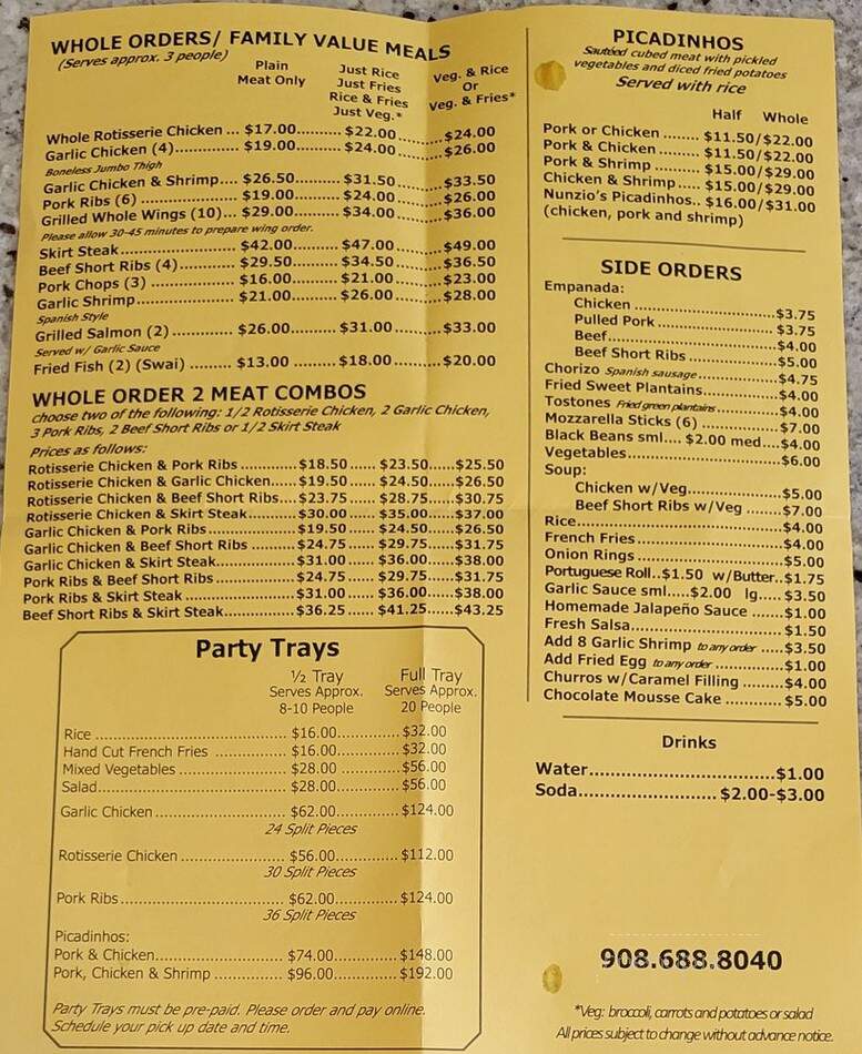 Nunzio's Grill - Vauxhall, NJ menu_pic
