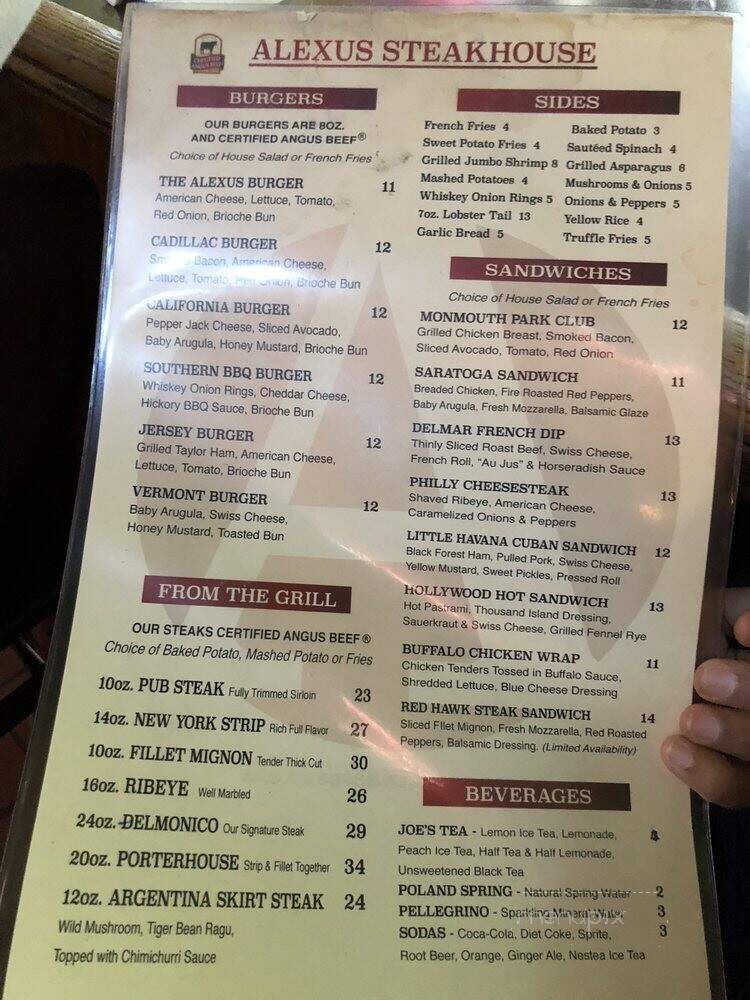 Alexus Steakhouse & Tavern - Clifton, NJ menu_pic