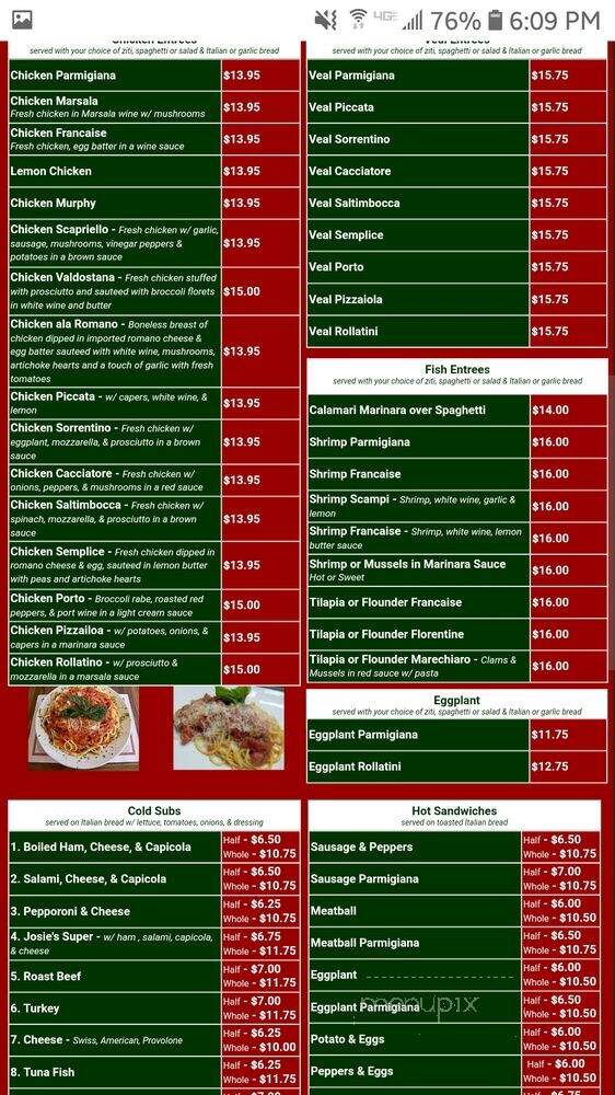 Josie's Pizzeria Catering - Lyndhurst, NJ menu_pic