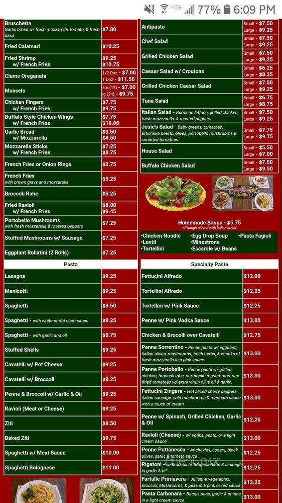 Josie's Pizzeria Catering - Lyndhurst, NJ menu_pic