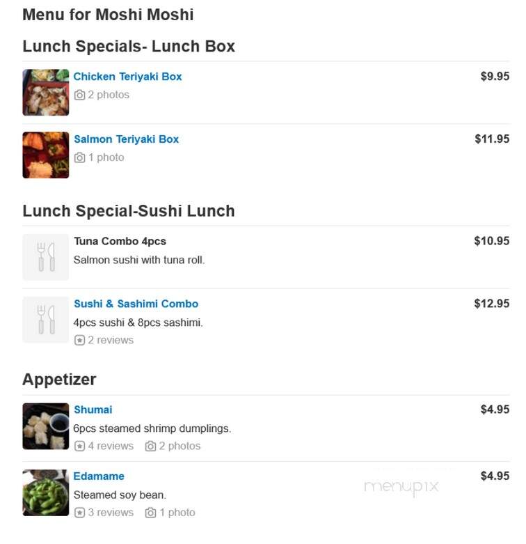 Moshi Moshi - Waldwick, NJ menu_pic