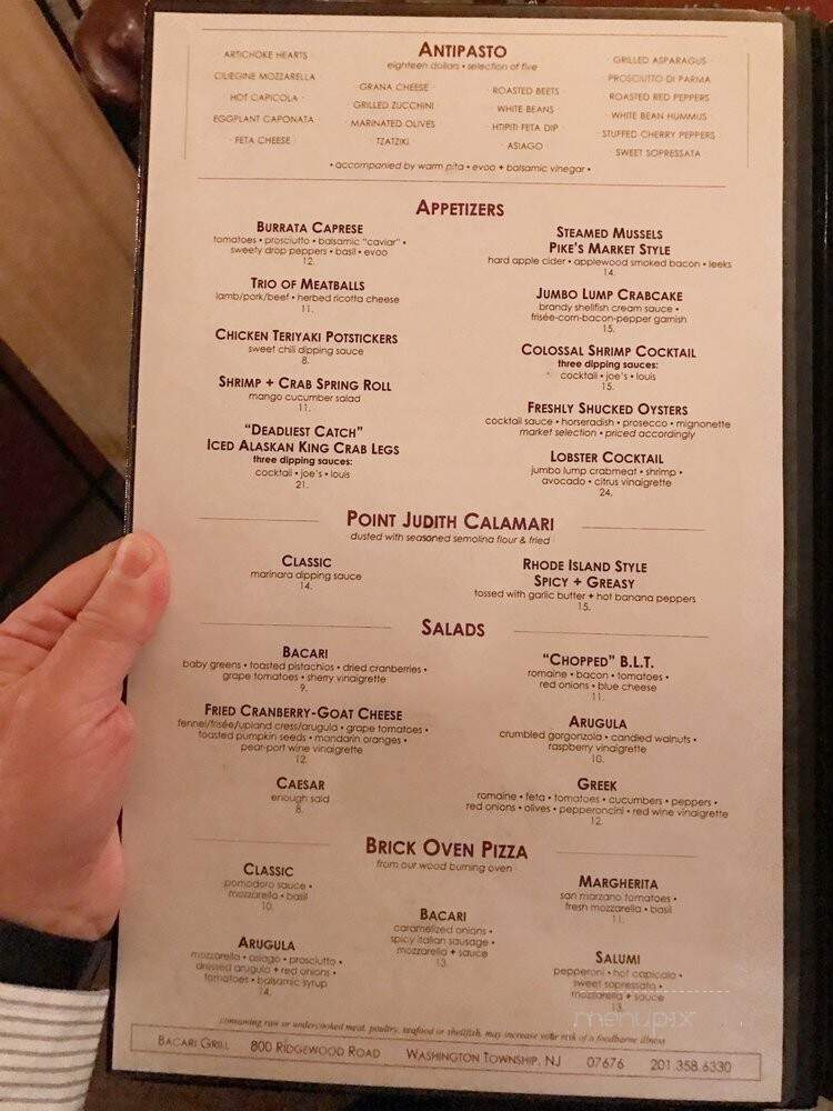 Bacari Grill - Washington Township, NJ menu_pic