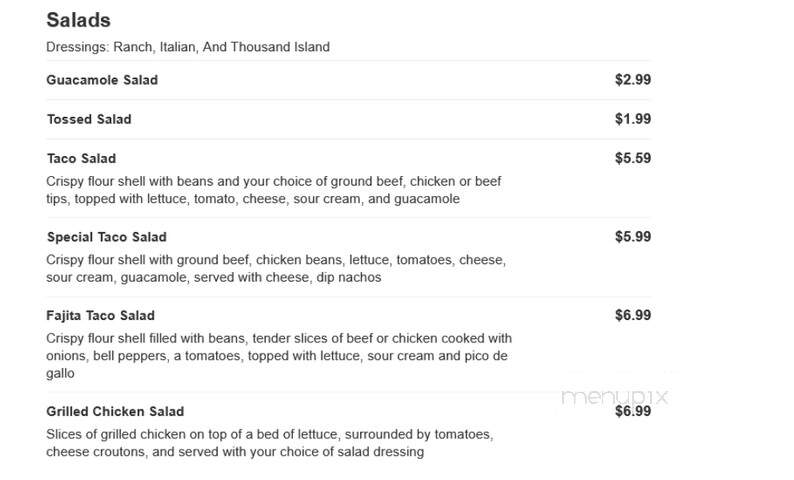 La Fiesta Resaurant - Artesia, NM menu_pic