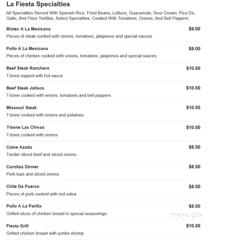 La Fiesta Resaurant - Artesia, NM menu_pic