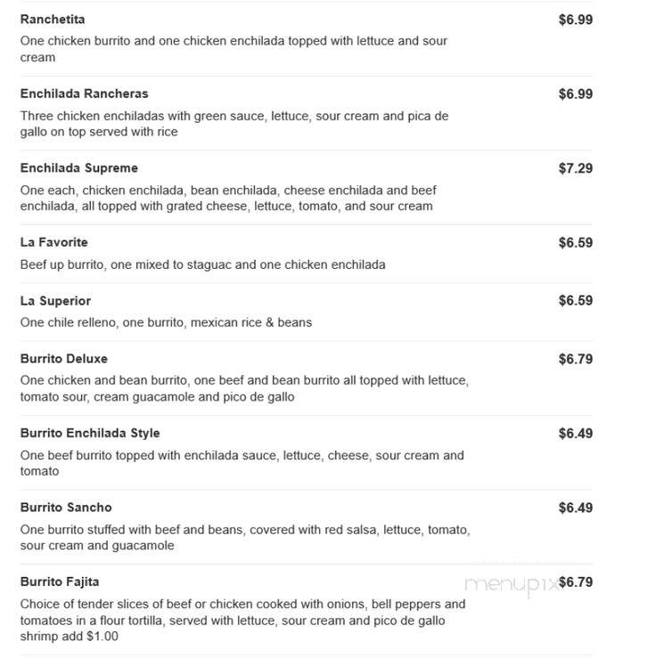 La Fiesta Resaurant - Artesia, NM menu_pic