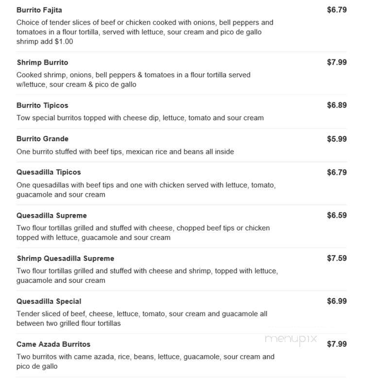 La Fiesta Resaurant - Artesia, NM menu_pic