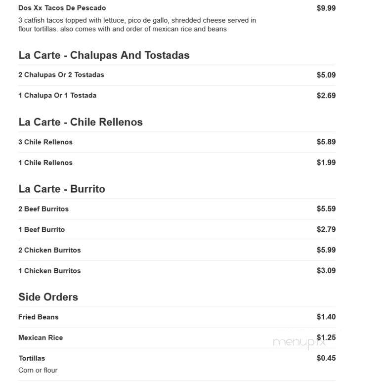 La Fiesta Resaurant - Artesia, NM menu_pic
