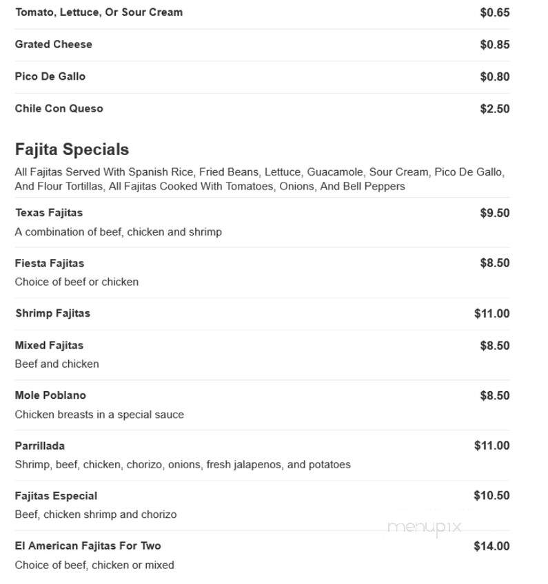 La Fiesta Resaurant - Artesia, NM menu_pic