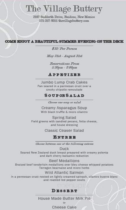 Village Buttery - Ruidoso, NM menu_pic