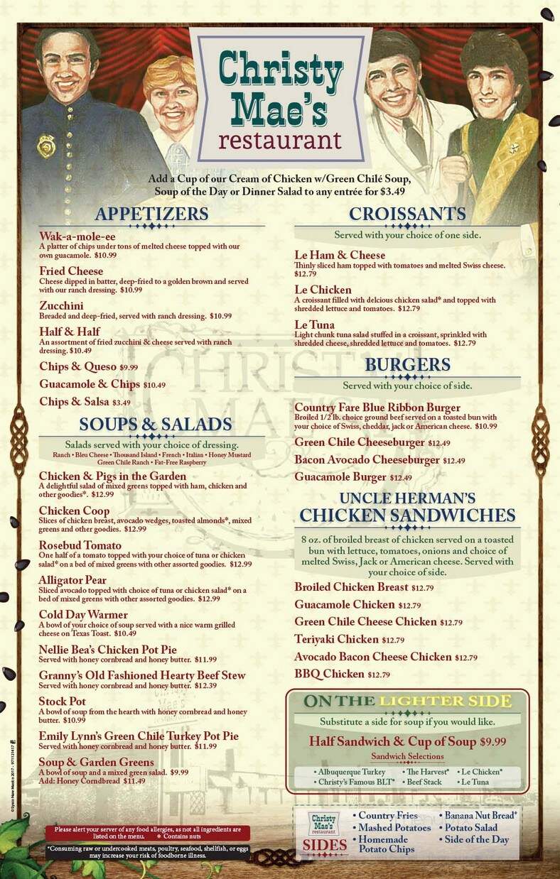 Christy Mae's Restaurant - Albuquerque, NM menu_pic