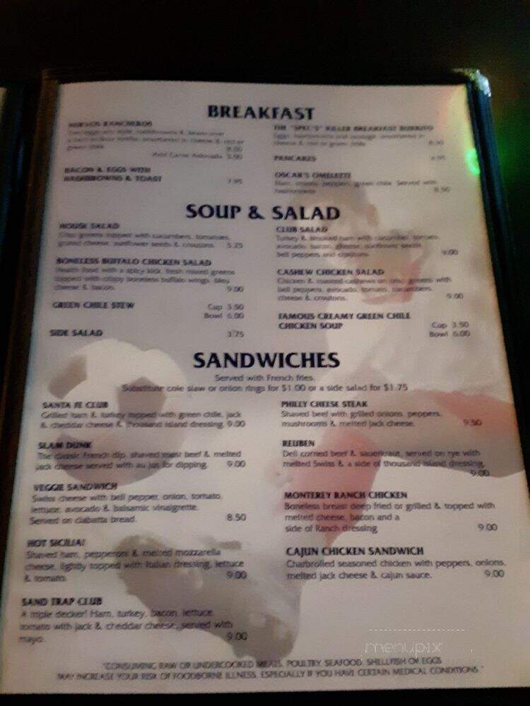 Spectators-Sports Bar & Grill - Albuquerque, NM menu_pic