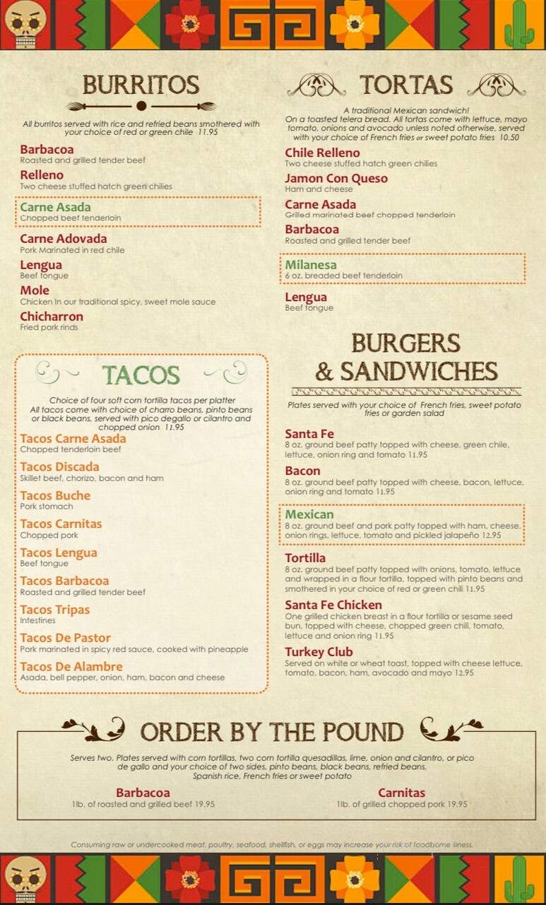 Adelitas Restaurant - Santa Fe, NM menu_pic