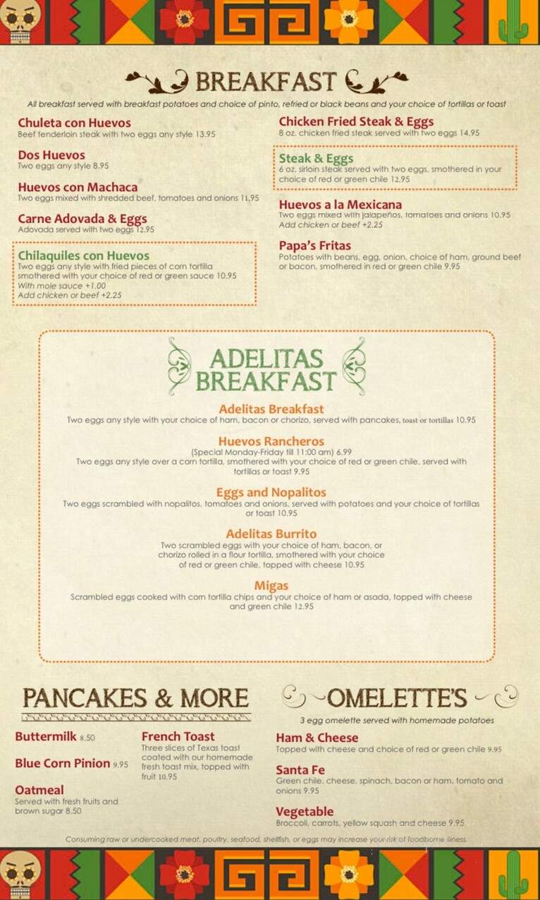 Adelitas Restaurant - Santa Fe, NM menu_pic
