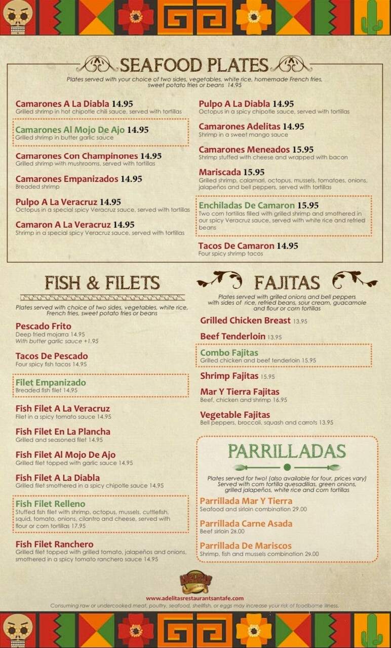 Adelitas Restaurant - Santa Fe, NM menu_pic