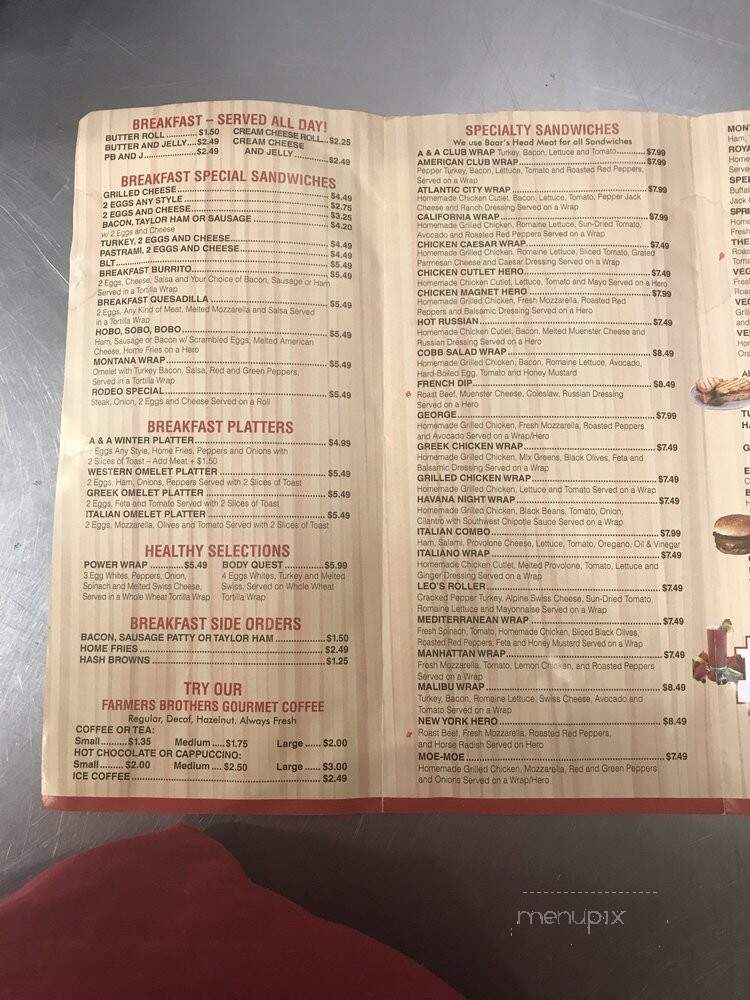 A & A Gourmet Deli - Orangeburg, NY menu_pic