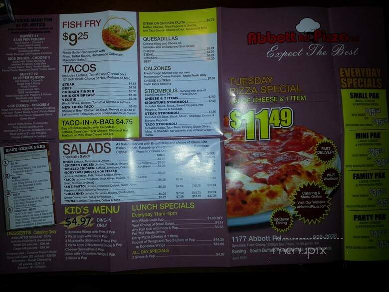 Abbott Pizza - Buffalo, NY menu_pic