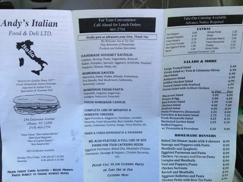 Andy & Sons Importing Co - Albany, NY menu_pic