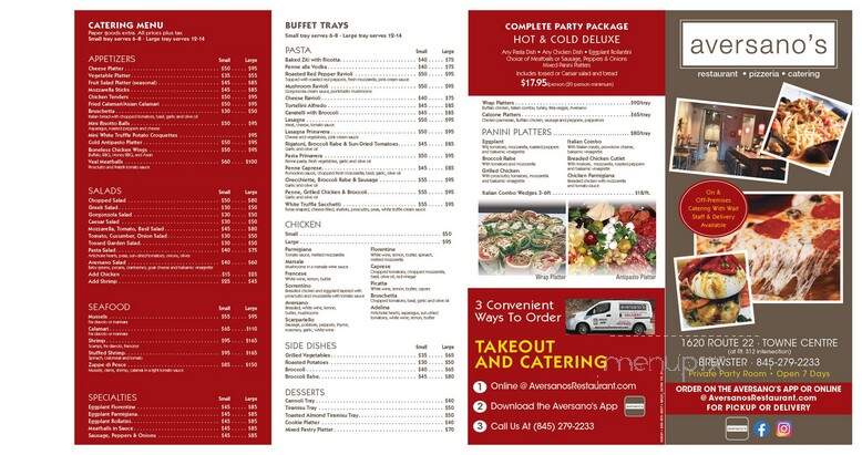 Aversano's Restaurant & Pizza - Brewster, NY menu_pic