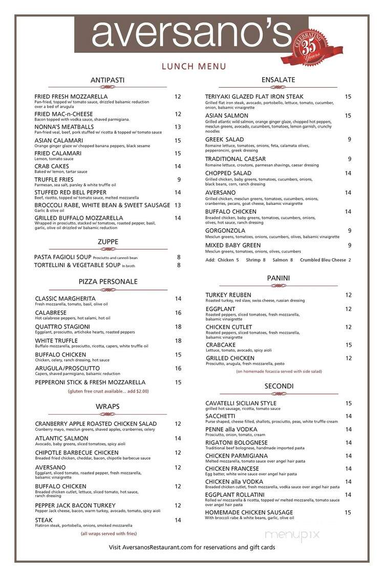 Aversano's Restaurant & Pizza - Brewster, NY menu_pic