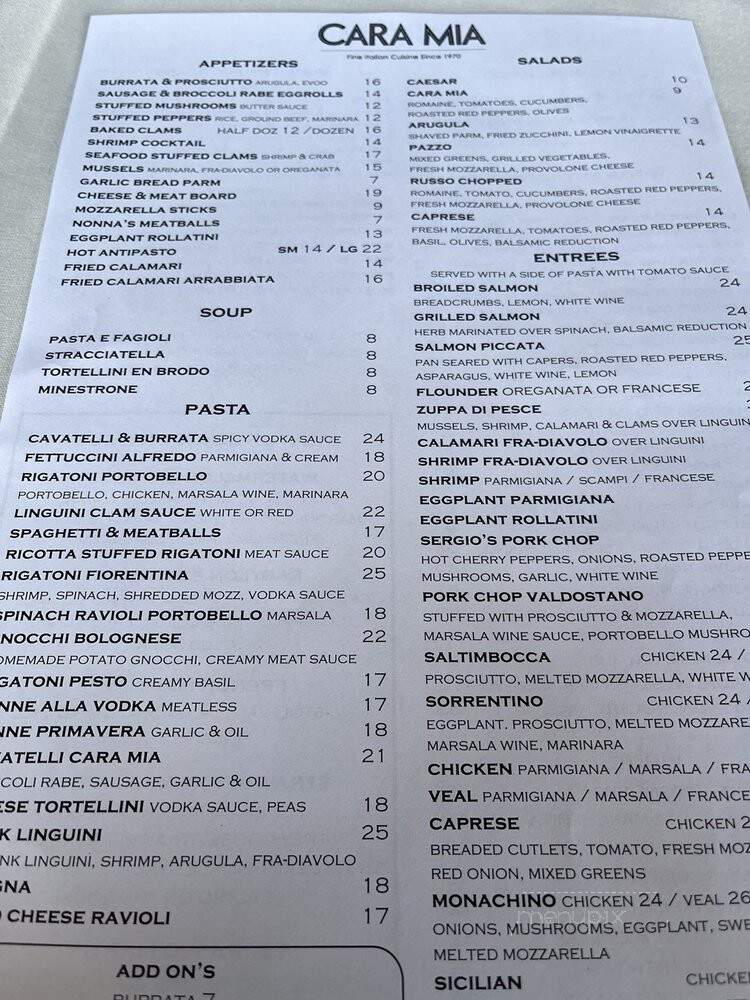 Cara Mia Restaurant - Seaford, NY menu_pic
