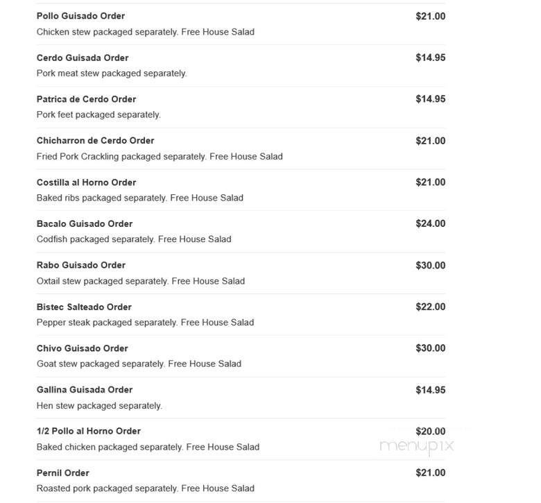Caridad Restaurant - Corona, NY menu_pic