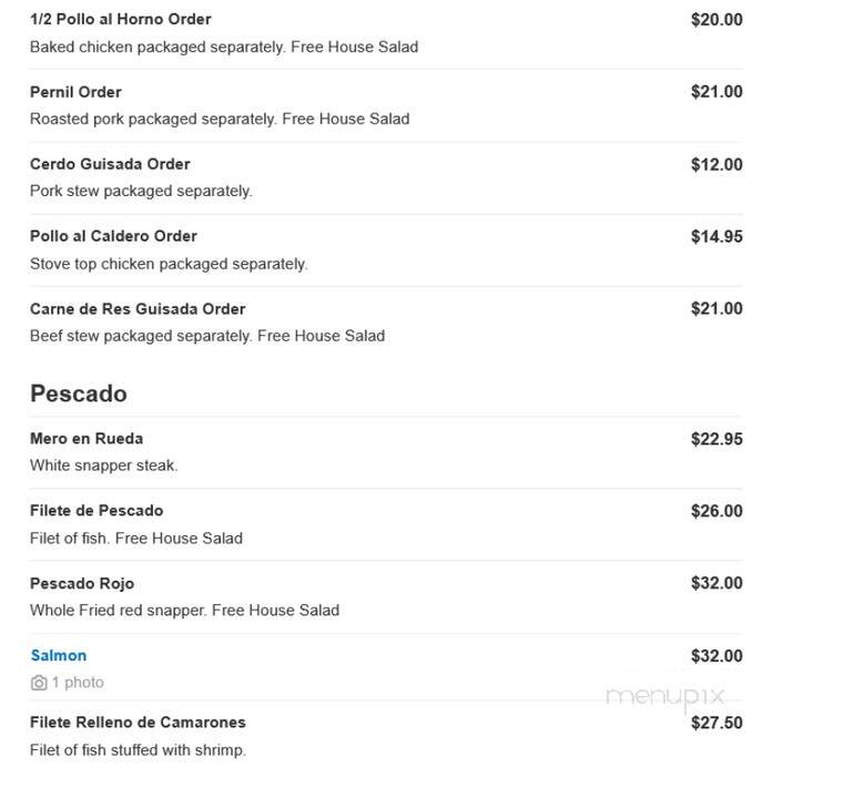 Caridad Restaurant - Corona, NY menu_pic