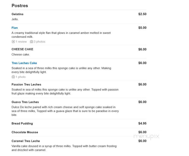 Caridad Restaurant - Corona, NY menu_pic