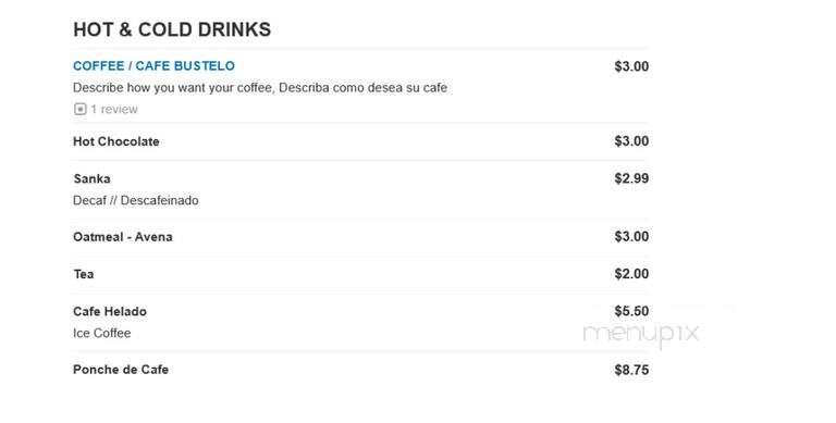 Caridad Restaurant - Corona, NY menu_pic