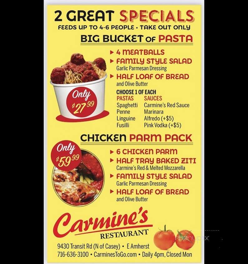 Carmine's - Williamsville, NY menu_pic