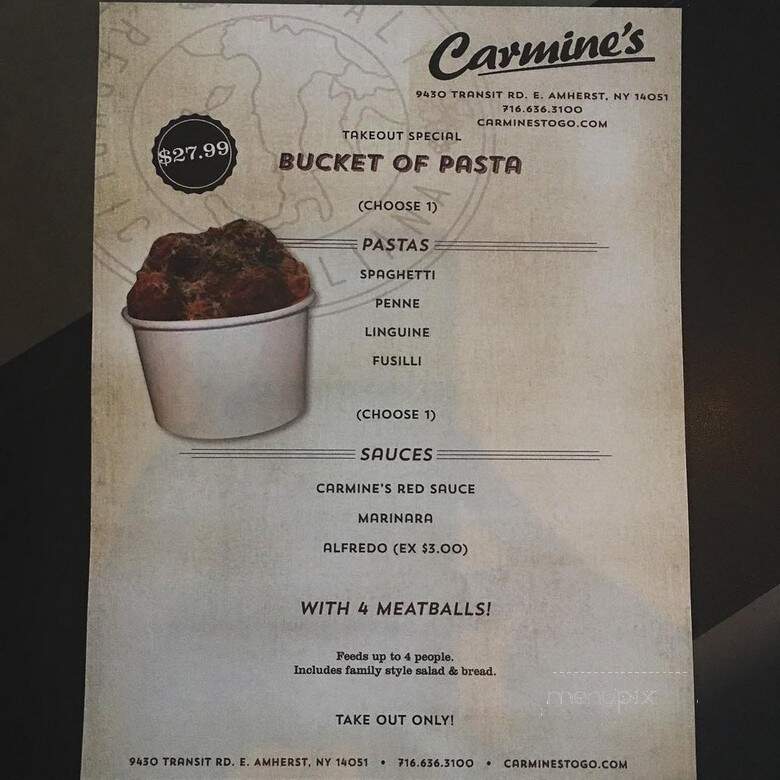 Carmine's - Williamsville, NY menu_pic