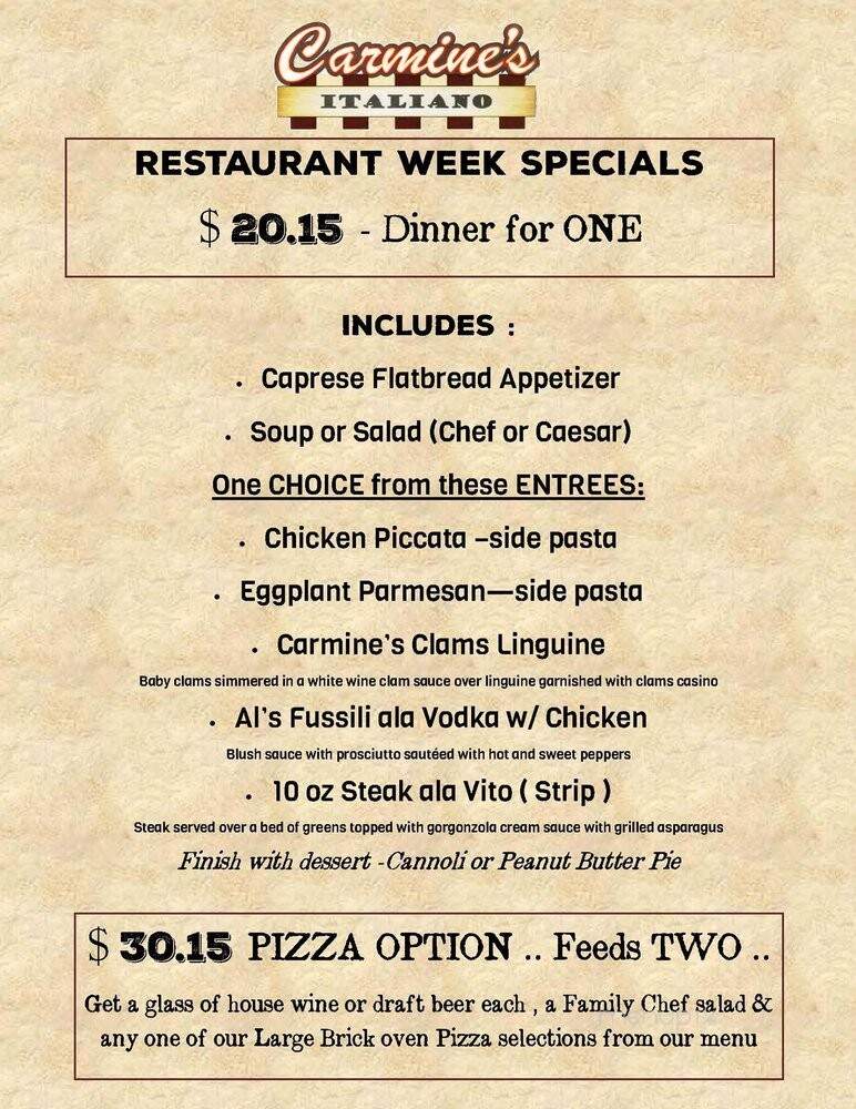 Carmine's - Williamsville, NY menu_pic