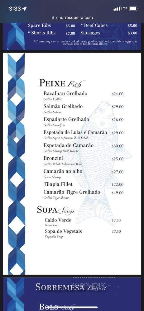 Churrasqueira Bairrada Restaurant - Mineola, NY menu_pic
