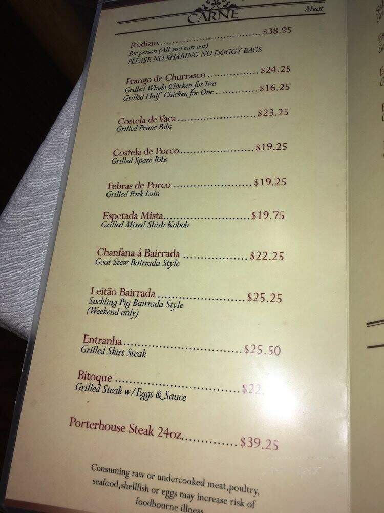 Churrasqueira Bairrada Restaurant - Mineola, NY menu_pic