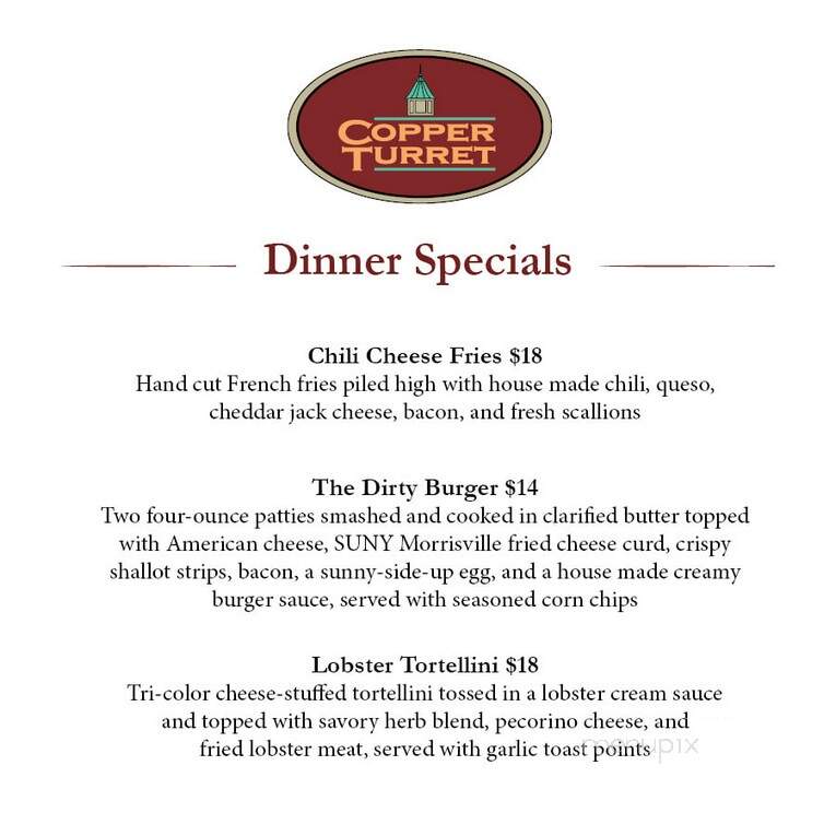 Copper Turret - Morrisville, NY menu_pic