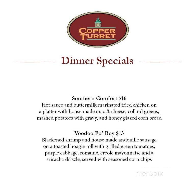 Copper Turret - Morrisville, NY menu_pic