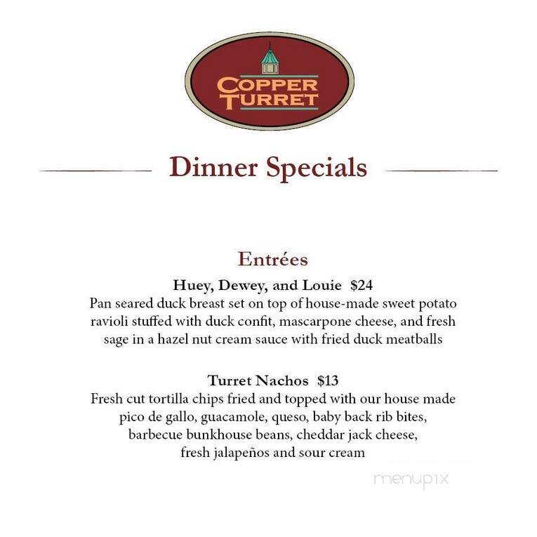 Copper Turret - Morrisville, NY menu_pic