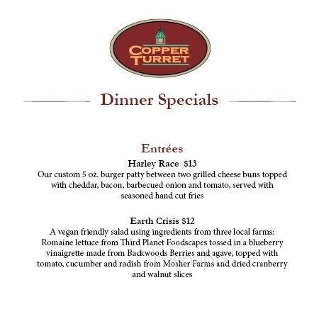 Copper Turret - Morrisville, NY menu_pic