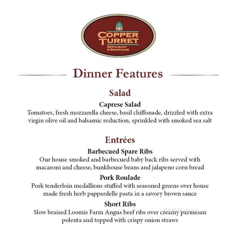 Copper Turret - Morrisville, NY menu_pic