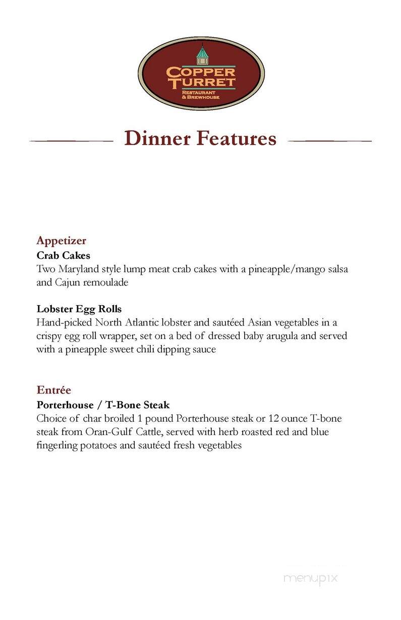 Copper Turret - Morrisville, NY menu_pic