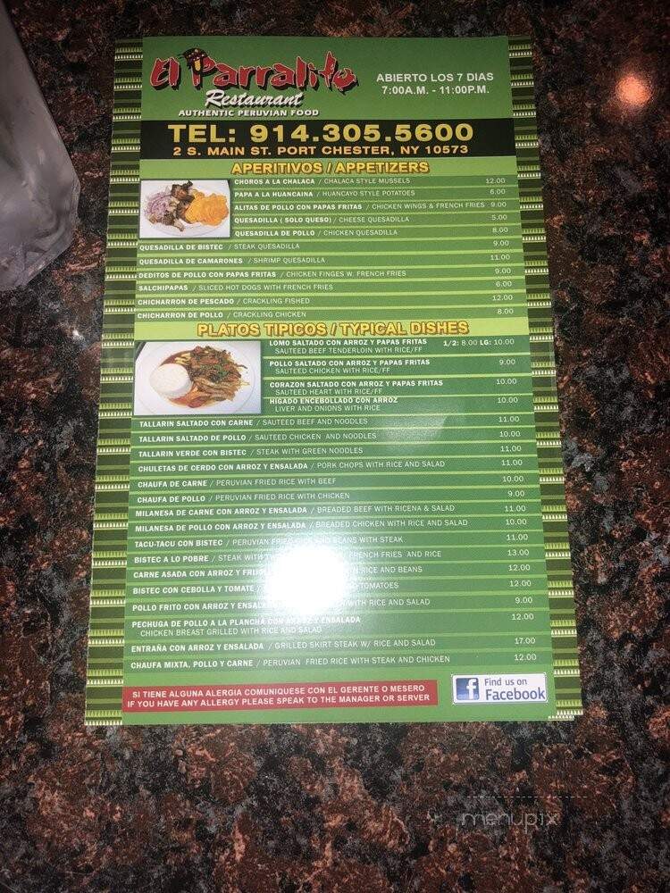 El Parralito - Port Chester, NY menu_pic