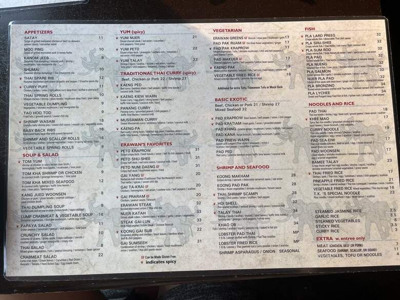 Erawan Thai Cuisine - Bayside, NY menu_pic