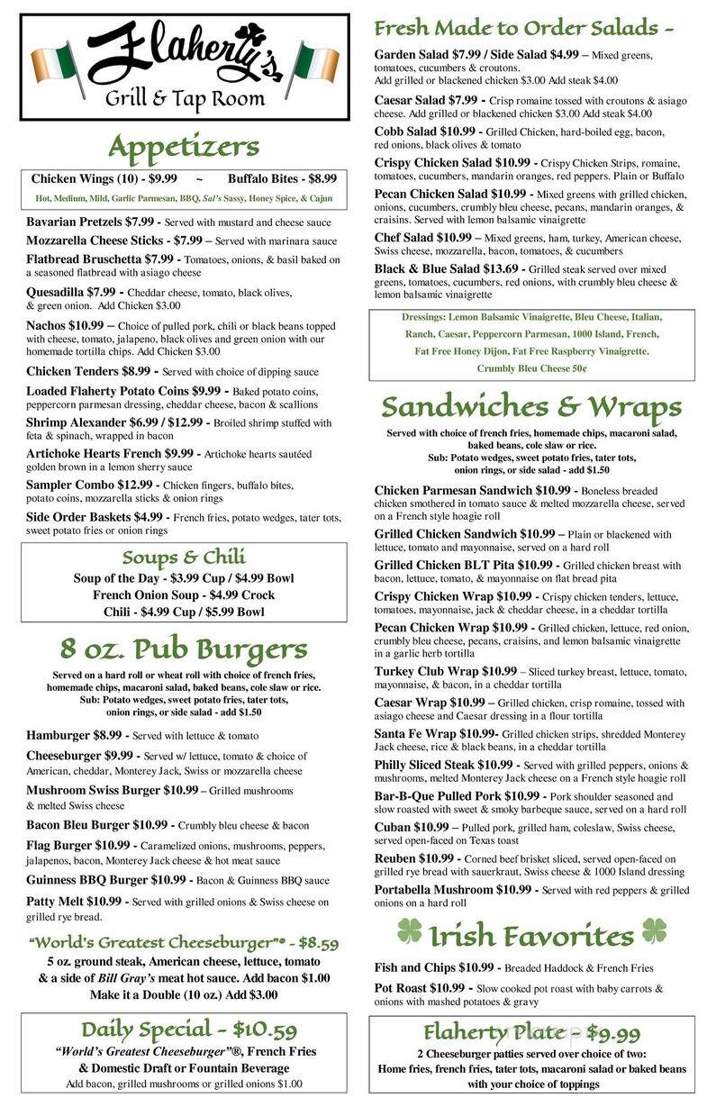 Flaherty's Three Flags Inn - Macedon, NY menu_pic