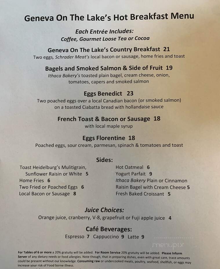 Geneva On The Lake - Geneva, NY menu_pic